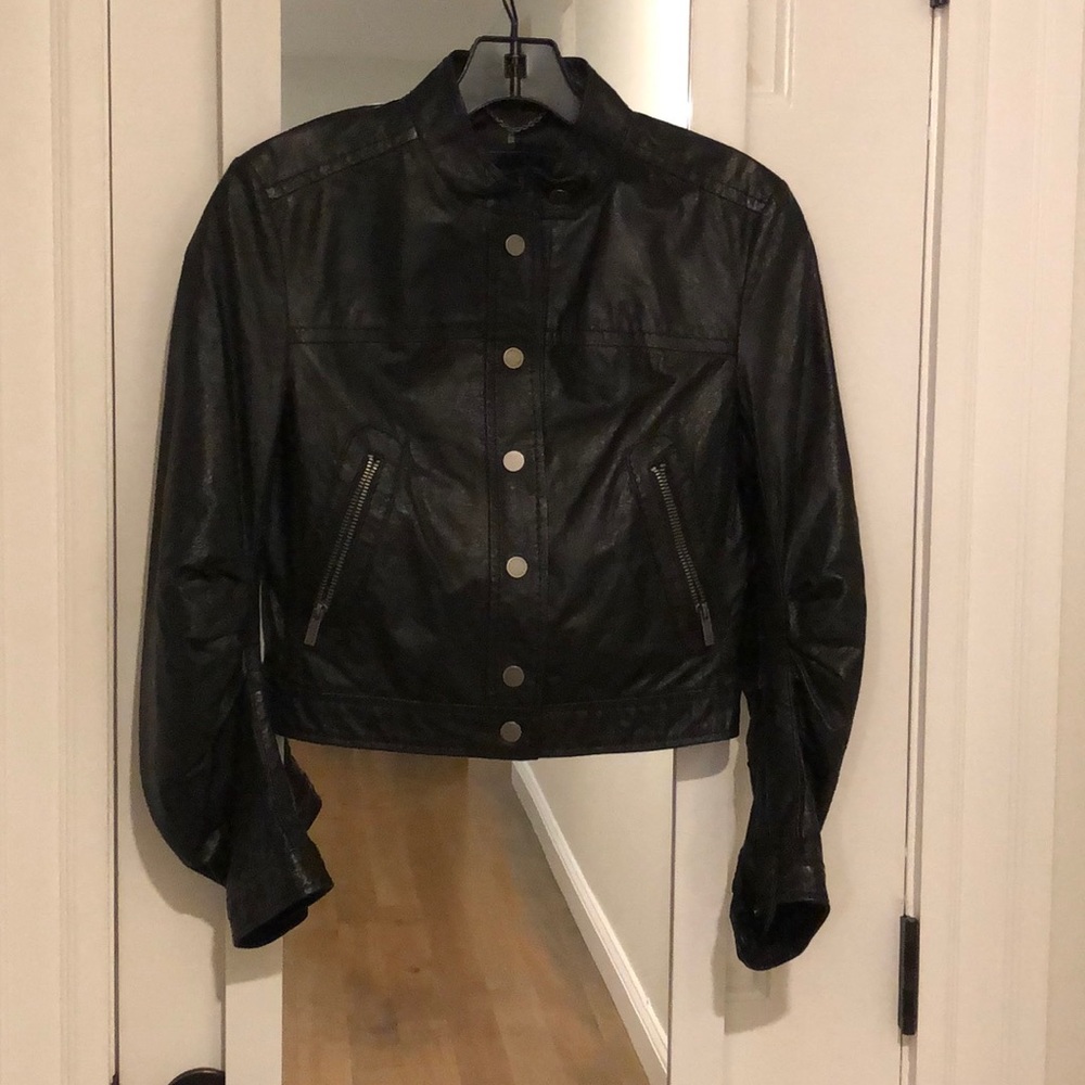 BCBG cropped leather biker jacket